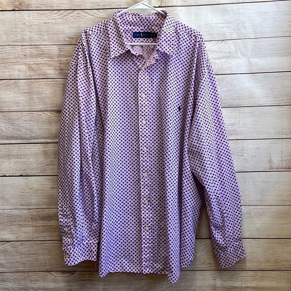RALPH LAUREN PINK GEOMETRIC PRINT SHIRT